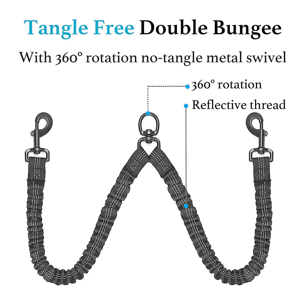 Double Dog Leash Coupler for Walking Two Dogs