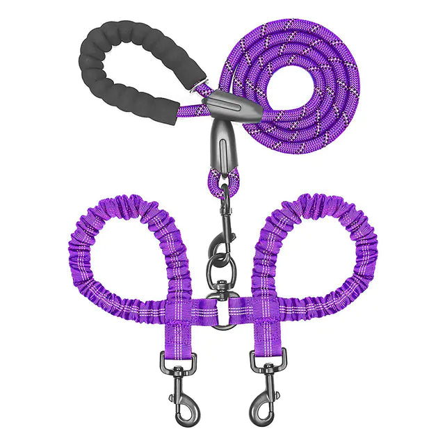 Double Dog Leash Coupler for Walking Two Dogs
