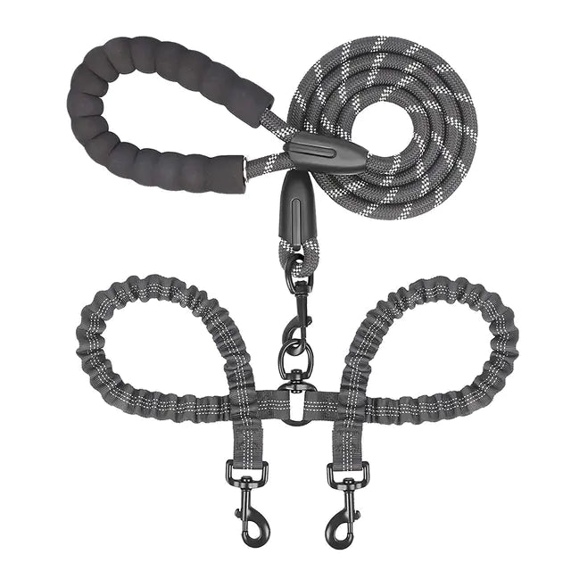 Double Dog Leash Coupler for Walking Two Dogs