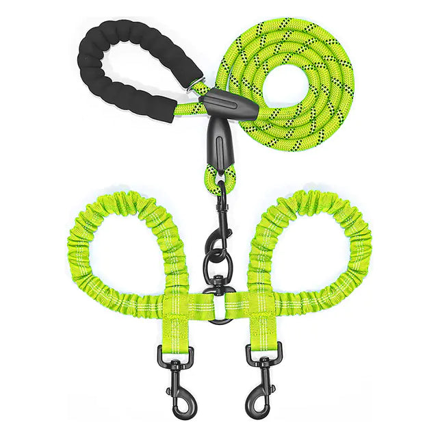 Double Dog Leash Coupler for Walking Two Dogs