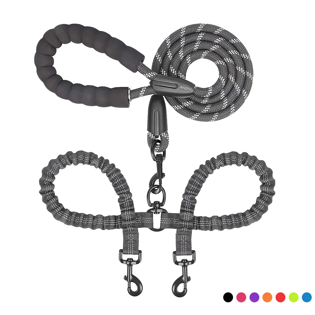 Double Dog Leash Coupler for Walking Two Dogs