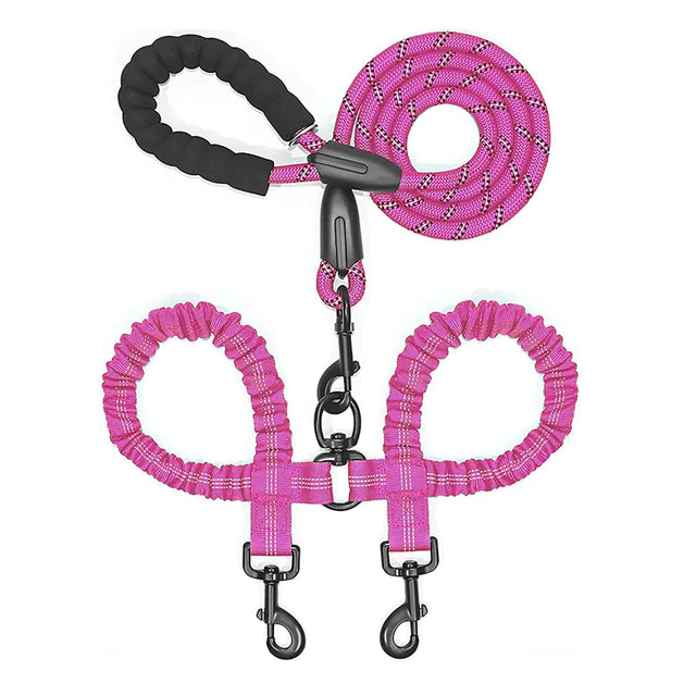 Double Dog Leash Coupler for Walking Two Dogs